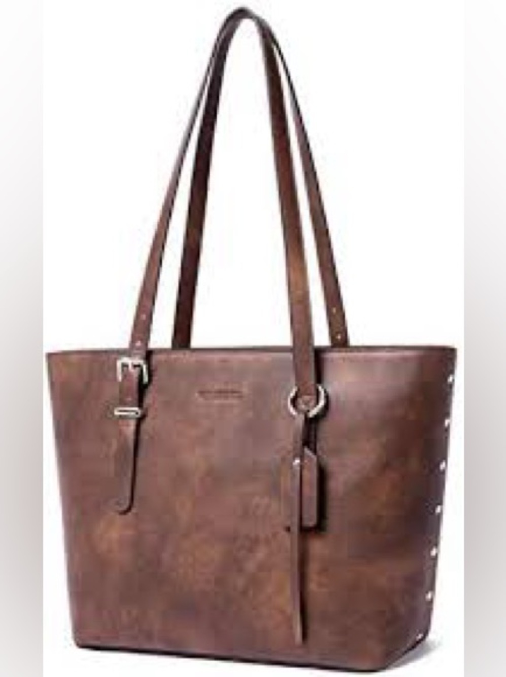 Vegan large Leather Tote in Rich Brown